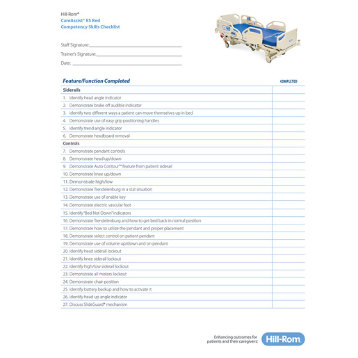 CareAssist Bed Skill Checklist