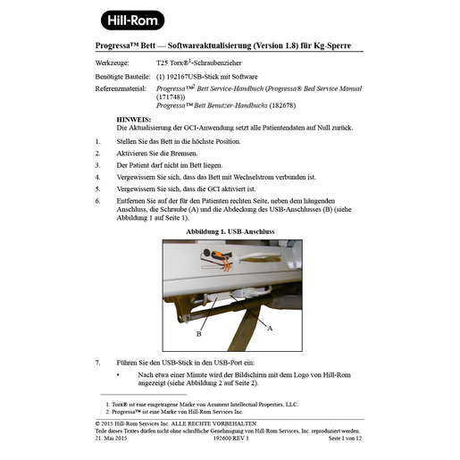 Instruction Sheet, Progressa Software Upgrade, German